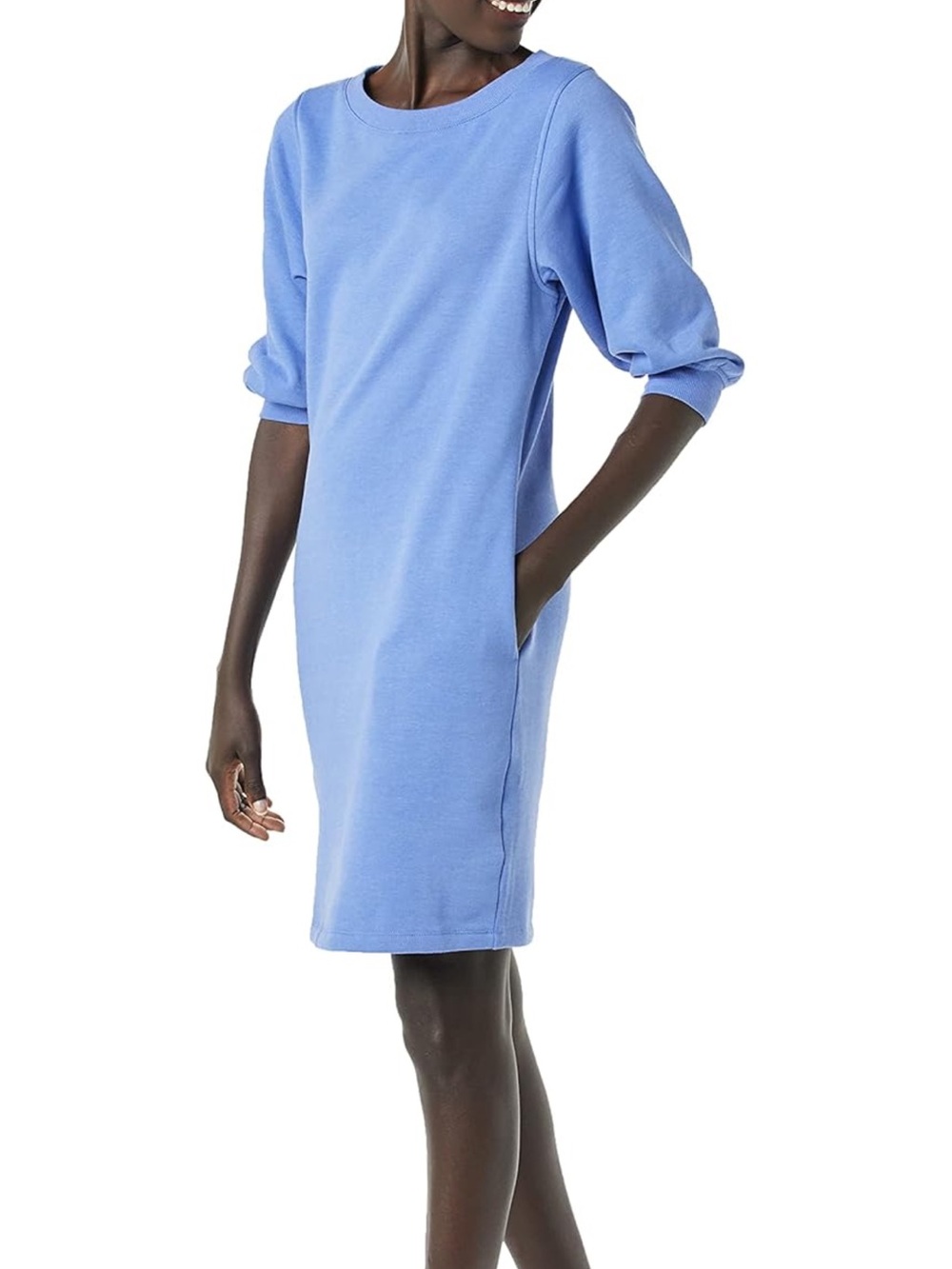 Amazon Essentials Periwinkle Blue Long Sleeve Crewneck Dress